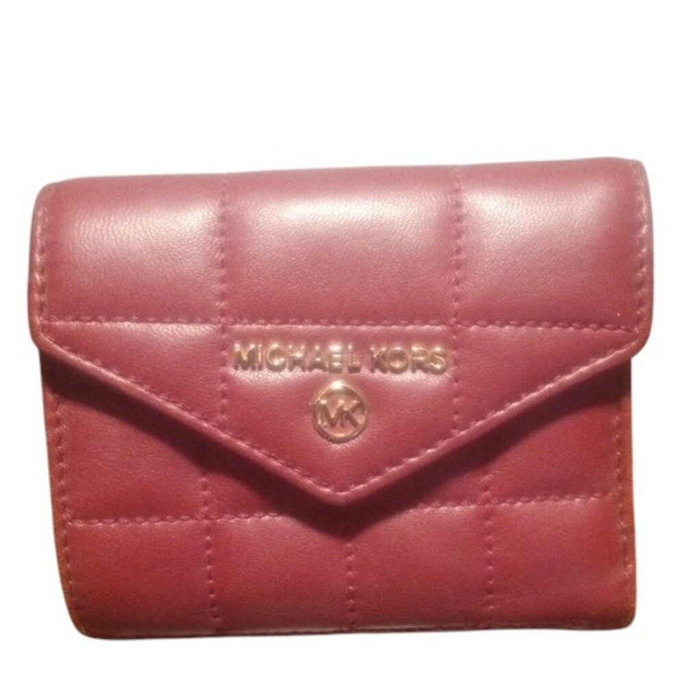 Michael Kors Maroon Quilted Wallet -blk mark pictured